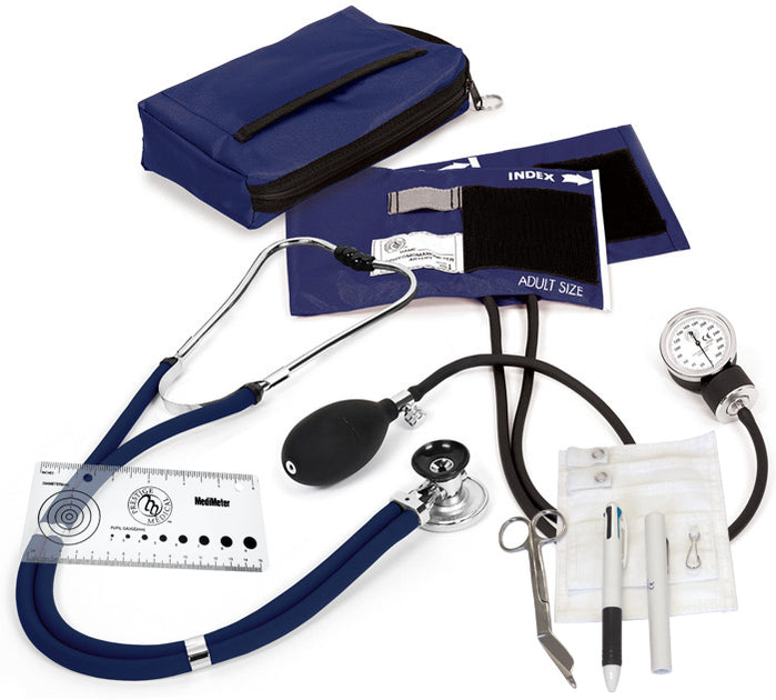 NK442 - 5 Piece Nurse Kit Set - Sprague Rapport Stethoscope and Aneroid  Sphygmomanometer Manual Blood Pressure Set, Reusable Penlight, Chart Pen,  and