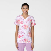 6657-Women's Fitted V-Neck Print Top