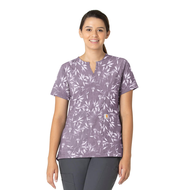 C13214-Carhartt Women's Notch Neck Print Scrub Top