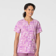 C13214-Carhartt Women's Notch Neck Print Scrub Top